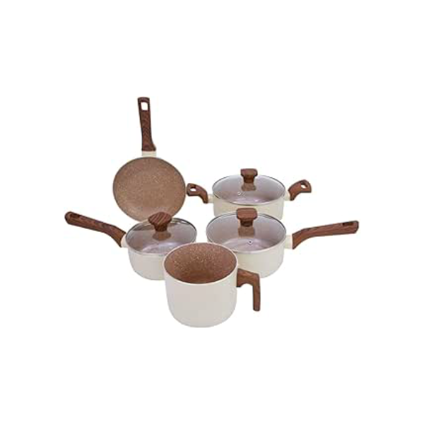 Mimo Style Jogo de 5 Panelas Alumínio Indução Pratic Cook Crema