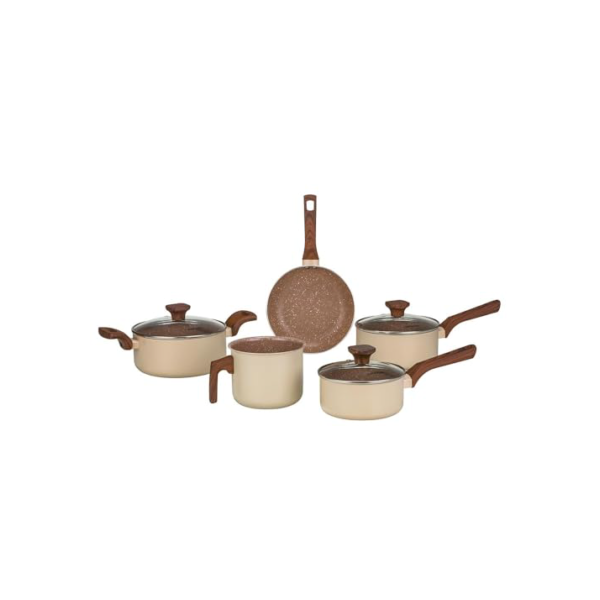 Mimo Style Jogo de 5 Panelas Alumínio Indução Pratic Cook Crema