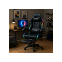 Cadeira Gamer E Escritório X-ray Fit Com Led Rgb Ergonômica Cor Preta Material Do Estofamento Couro Sintético
