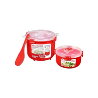 Panela e tigela de arroz Sistema, para micro-ondas, vermelho
