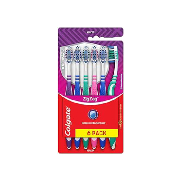Escova de Dente Colgate Zig Zag Antibac 6 unid, Modelo: 61023926, Cor: Multicolorido