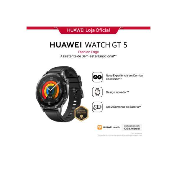 HUAWEI WATCH GT 5 46mm | Relogio Smartchwatch | Nova Experiência de Corrida e Ciclismo|GPS Integrado