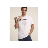 Camiseta Comfort em Meia Malha com Estampa de Bússola Branco