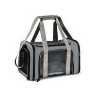 Bolsa Transporte Pet Ventilação em 4 lados 42 * 26 * 27 cm Não Se Deforma Facilmente Bolsa Transporte Pet Avião com Zíper liso Portátil + Bolsa de Mão Python Fly Cinza