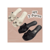 KIT COM 2 PARES | Rasteirinha Valentim - Sandália Feminina Confortável em Couro Sintético
