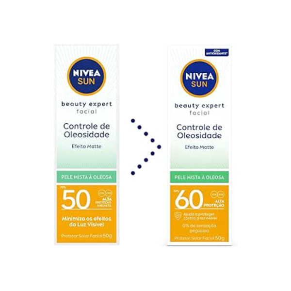 NIVEA SUN Protetor Solar Facial Beauty Expert Controle de Oleosidade FPS 60 50g