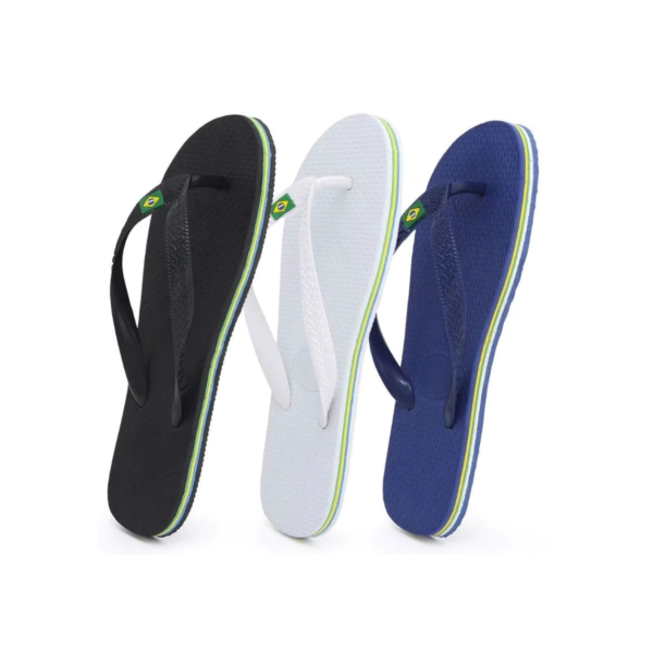 Kit 2 Pares de Chinelo , 3 Listras Lateral Com Bandeirinha