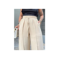 Calça Pantalona Feminina Cintura Alta Com Bolso Duna Premium