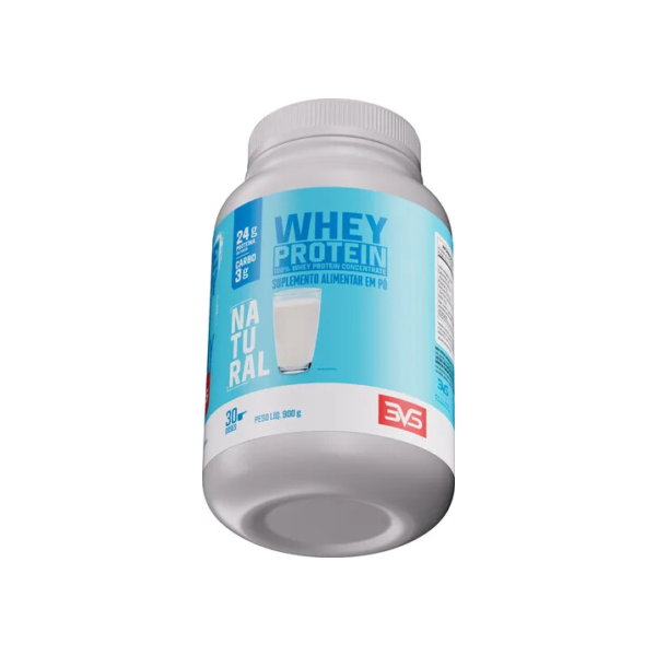 100% Whey Protein Concentrado 900g Sabor Natural - Proteína 100% Pura - 3VS Nutrition