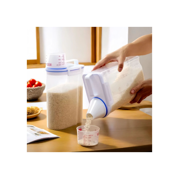 Pote Hermético 2.5L com Copo Medidor Bico Dosador Cozinha Mantimentos Lavanderia Multiuso