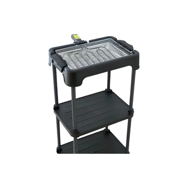 Churrasqueira elétrica portátil Grill com suporte apartamento cor preto