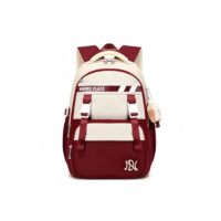 Mochila Espaçosa de Duas Cores para Mulheres, Estudantes, Cabe Notebook de 15,6 Polegadas (vermelho)
