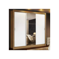 Guarda-roupa Casal Madesa Mônaco 3 Portas de Correr com Espelho - Rustic/branco