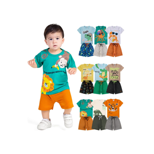 Kit Sortido 10 Peças de Roupas Bebê Menino Infantil (5 conjuntos) Ou 6 Peças de Roupas Bebê Menino Infantil(3 conjuntos)