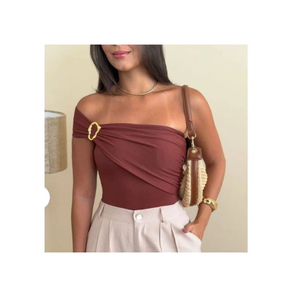 Body Feminino Fivela Elegante 0rgânico Poliamida Suplex Tendência