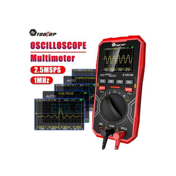 TOOLTOP-ET2010A Osciloscópio Digital Multímetro, 2 em 1, 2.5 mspss, 1MHz, Multímetro Portátil, Ferramenta de Teste Elétrico Multifuncional