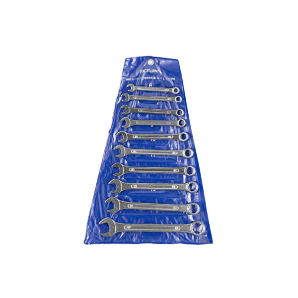 Eda 3WQ Chaves Combinadas na Bolsa Eda, Jogo 10 Peças, Prateado