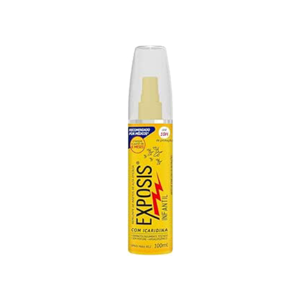 Exposis Infantil, Repelente de Mosquitos com Icaridina, Spray , Até 10h de Proteção, A partir dos 6 meses, Hipoalergênico e sem perfume, Testado dermatologicamente, 100ml