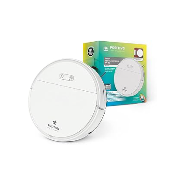 Smart Robô Aspirador Wi-Fi PRA100 Positivo Casa Inteligente, 3 em 1, Varre, Aspira e Passa Pano, Retorna para Base, Controle por Comando de voz ou pelo App, Bivolt – Compatível com Alexa