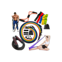 Kit 20 Itens Treino Elástico Extensor Exercício Funcional Miniband Faixa Elástica Corda de Pular Ginástica Academia Fisioterapia Exercícios Pdo Store