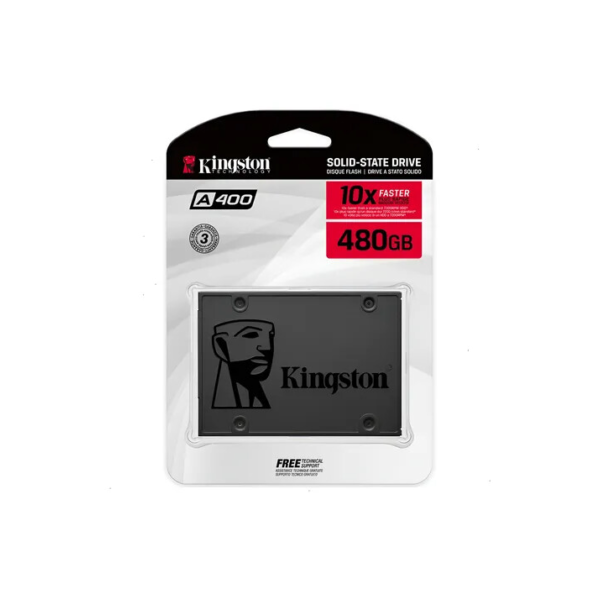 Ssd Sata 3.0 (6gb/s) 480gb Interno Kingston A400 Sa400s37/480g Leitura Até 500mb/s E Gravação Até 450mb/s Cor Preto Preto