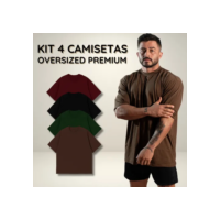 Kit 4 Camiseta Oversized Streetwear Unissex Básica Gola Alta