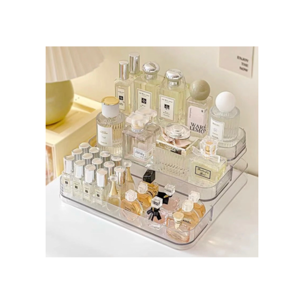 Expositor de Perfumes Cosméticos 3 Andares Multiuso Organizador Prateleira Diamante Acrílico Porta Maquiagem Beleza