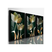 Quadro Decorativo Flor Abstrata Gold Para Sala Quarto Grande