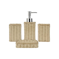 LUMAI Kit Acessórios para Banheiro Resina Toscana 4 Peças, Dispensador de Sabonete Líquido, Saboneteira, Porta-Escova e Copo Multifuncional, Conjunto de Organização para Banheiro, Resistente e Durável