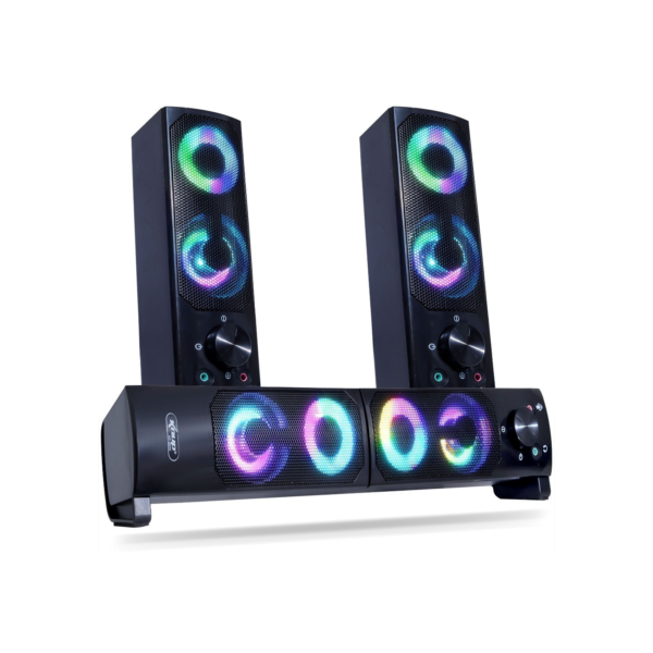 Caixa de Som SoundBar Pc Gamer Subwoofer P2 Led Rgb Pc Notebook Celular Tablet