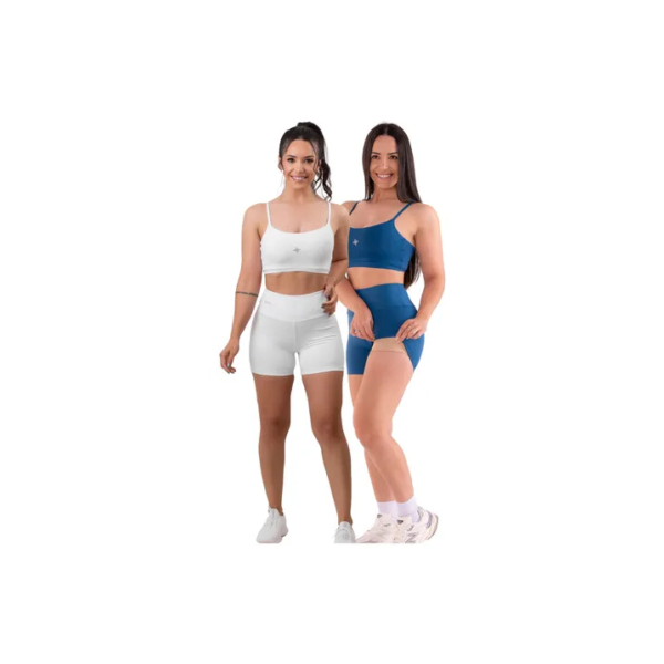 Bermuda E Top Conjunto Fitness Zero Transparencia Kit 4 Peça