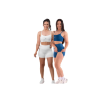 Bermuda E Top Conjunto Fitness Zero Transparencia Kit 4 Peça