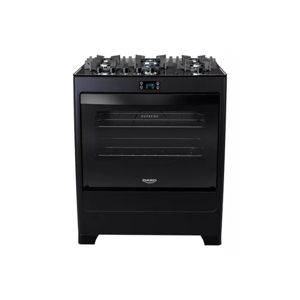 Fogão de chão Dako Supreme Black Glass a Gás/elétrico 5 Bocas Preto 110V/220V porta com visor com Forno de 100 L