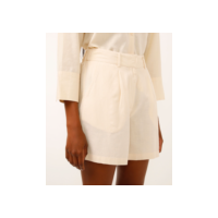 short clochard com linho e pregas bege