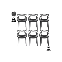 Kit 6 Cadeiras De Jantar Allegra Master Empilhável Polipropileno Waw Design Modelo Allegra Cor Preto