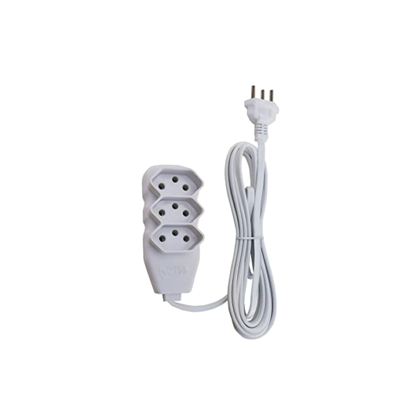 Force Line - Extensão Slim 3 Tomadas Tripolar Bivolt 3 Metros Branco