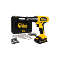 Parafusadeira Furadeira Sem Fio The Black Tools Bateria Cor Amarelo e Preto Frequência 60