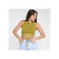 Cropped Colcci Canelado com Amarração Feminino - Verde