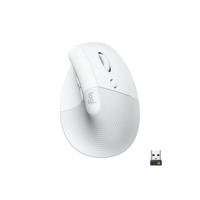 Mouse Sem Fio Logitech Lift Vertical com Design Ergonômico para Redução de Tensão Muscular, Cliques Silenciosos, Conexão Bluetooth ou USB Logi Bolt, Compatível com Windows/macOS/iPadOS - Branco
