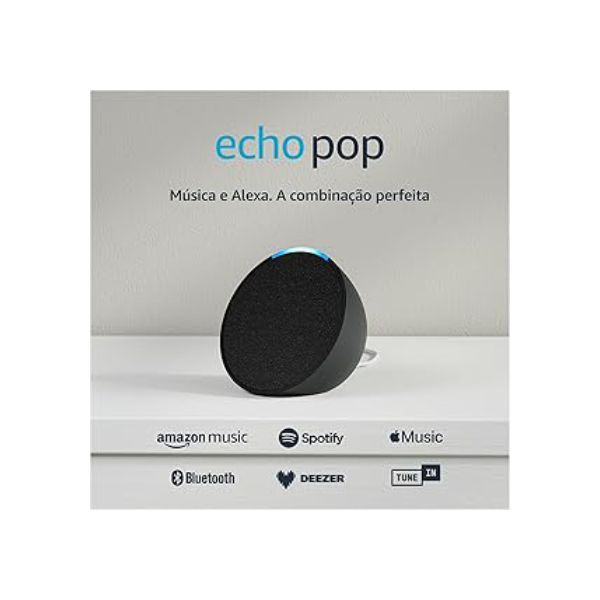 Echo Pop (Geração mais recente) | Smart speaker compacto com som envolvente e Alexa | Cor Preta