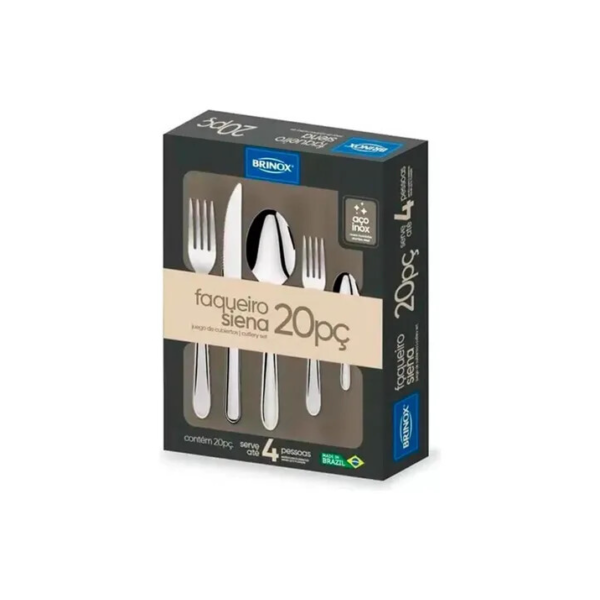 Faqueiro De Aço Inox Siena 20 Peças Brinox 5109/455 Cor Prateado