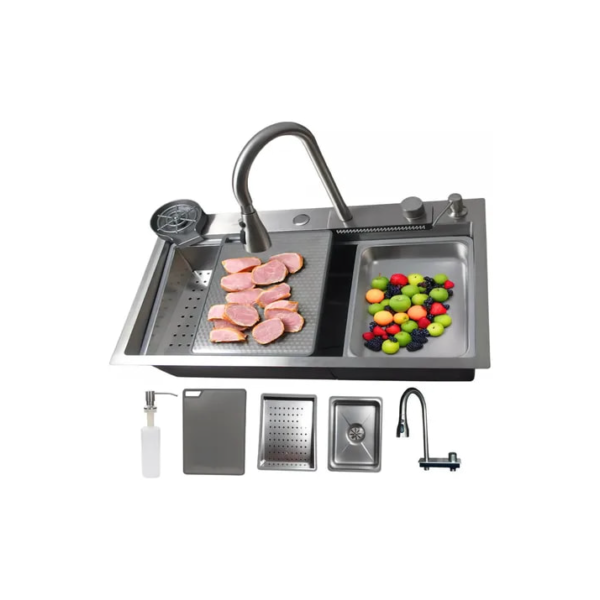 Cuba Gourmet Cozinha Premium Torneira Cascata Lavador Copos Completa Aço Inox 304 Stillus Home