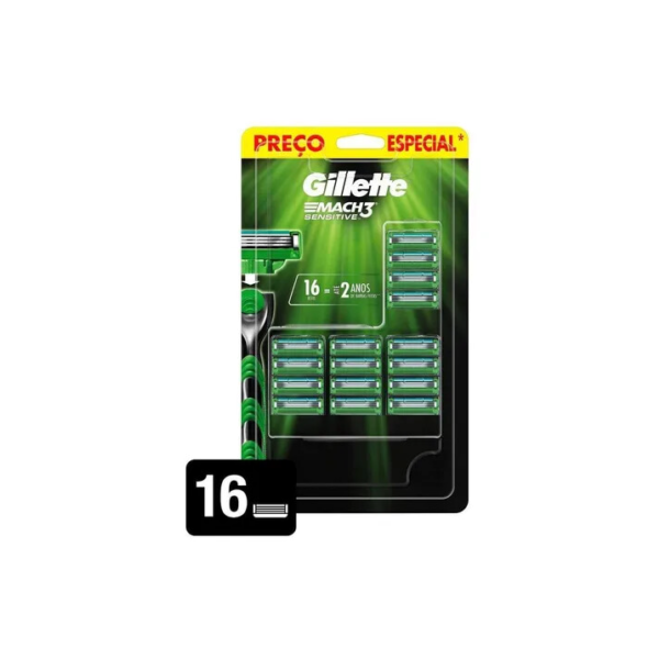 Carga para aparelho de barbear Mach3 Sensitive 16un Gillette