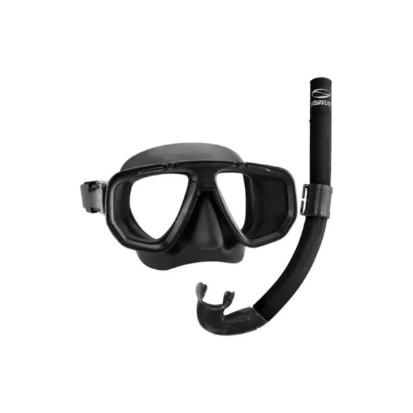 Kit Mergulho Dua Mascara Preta Snorkel Pesca Sub Seasub