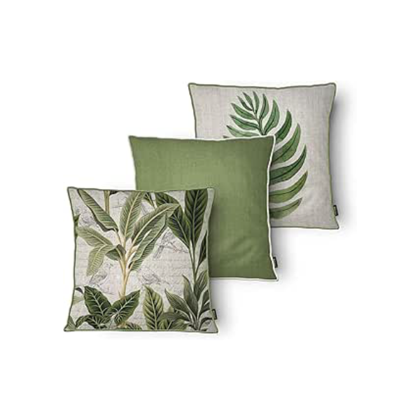 Kit Com 3 Capas Para Almofadas Botânica Verde Belchior Uniq