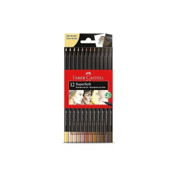 EcoLápis de Cor SuperSoft Tons de Pele, Faber-Castell, 12 Cores, 1 Cartela - 120715SOFTCQ