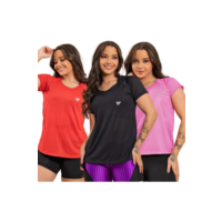 Kit 3 Camiseta Academia Feminina Camisa Dry Fit Treino Blusa