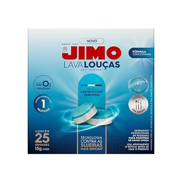 JIMO Lava Louça Multicamadas Detergente Concentrado para Máquinas de Lavar Louças Desengordurante Mais Brilho e Proteção às Louças 25 pastilhas