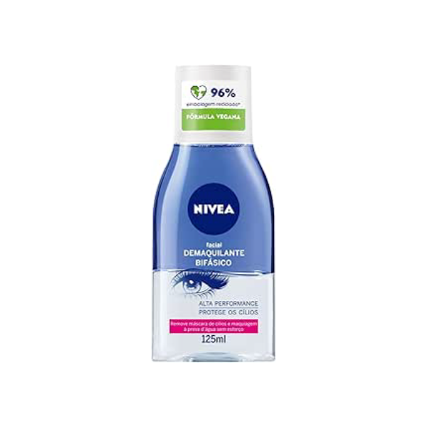 NIVEA Demaquilante Facial Bifásico 125ml - Composto com Óleo de Girassol, retira até a maquiagem à prova d’água, além de não agredir a pele e nem deixar resíduos de produto