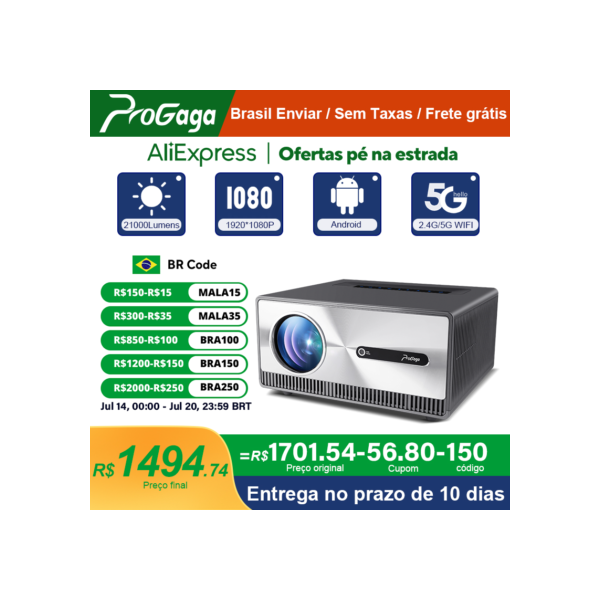 PROGAGA Full HD 1080P Projetor 4k PG600W Android WiFi Auto Foco PG600 Projetor Portátil DLP PK Home Theater Feixe De Filme Ao Ar Livre projetor 4k portátil retroprojetor portatil  casa inteligente video game portátil